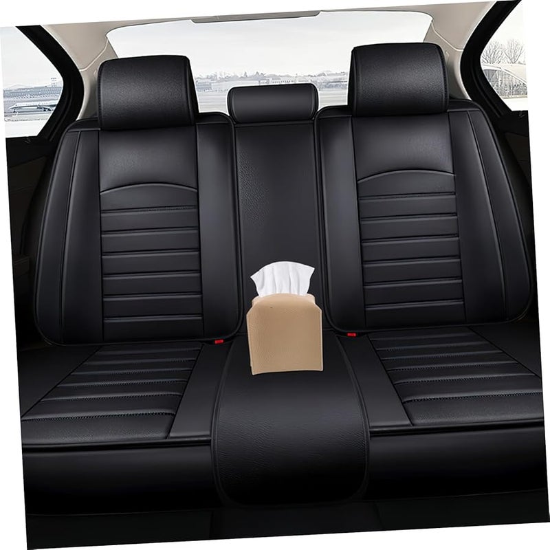 غطاء صندوق المناديل المربع من جلد البولي يوريثان سعة كبيرة لتزيين المنزل والمكتب والحمام - Image 4